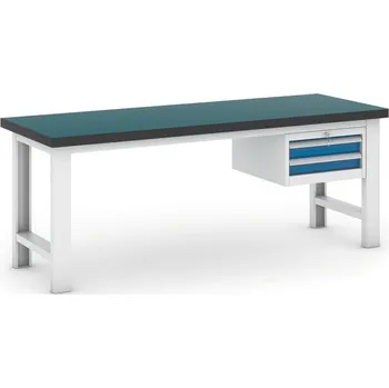 Dílenský stůl Pracovní stůl do dílny GB se závěsným boxem na nářadí, 2 zásuvky, 2100 mm