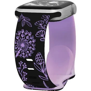 Příslušenství k chytrým hodinkám Řemínek gravírované pampelišky pro Apple Watch 38/40/41/42(S10)mm Barva: Černo-Fialová