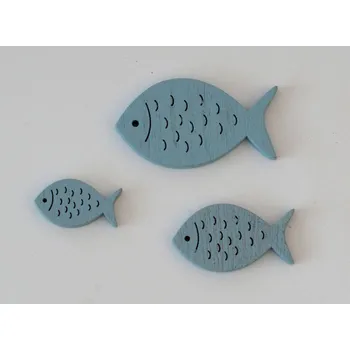 Dřevěné dekorace - RYBIČKA SVĚTLE MODRÁ - MALÁ - 3 x 1,6 cm