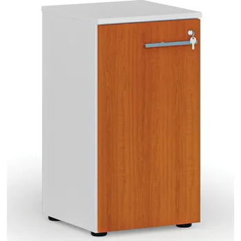 Policová skříň Nízká kancelářská skříň s dveřmi PRIMO WHITE, 400 x 420 x 740 mm, bílá/třešeň