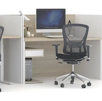 Psací stůl Sestava kancelářského stolu FUTURE s paravany, bílá/dub