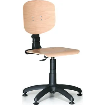 Antares Dílenská pracovní dřevěná židle s kluzáky, plastový kříž, kluzáky