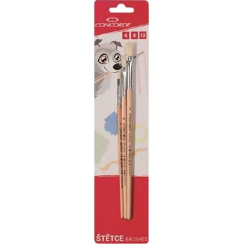 Výtvárné potřeby Sada štětců Concorde Natural ploché 3ks, blistr