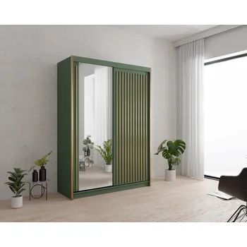 Šatní skříň ARK Šatní skříň GREEN II se zrcadlem, Zelená 150 cm
