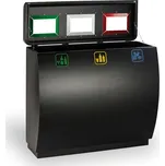 Odpadkový koš na tříděný odpad, 3x50 l, kovový