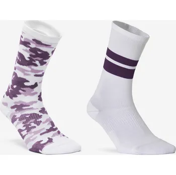Pánské ponožky DOMYOS Polovysoké ponožky na fitness 2 páry 43/46 FIALOVÁ