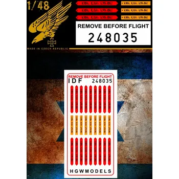 Plastikový model HGW 1/48 Remove Before Flight IDF (double-sided)