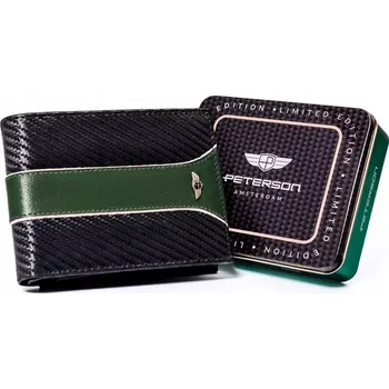 Peněženka Peterson Pánská peněženka v dárkové krabici - PTN 304 MOTO2 BLACK-GREEN RFID