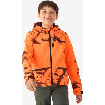 Chlapecká bunda SOLOGNAC Dětská softshellová bunda 500 fluorescenční 12 LET ORANŽOVÁ