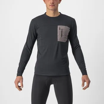 cyklistický dres CASTELLI pánský volný dres Unlimited Merino LS, light black/nickel gray M