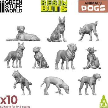 Plastikový model 3D Printed Set Dogs – 3D tištění psi (10 ks)