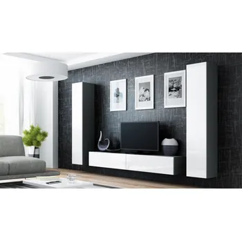 Obývací stěna Cama Obývací skříň sestava VIGO 4 šedo/bílý lesk