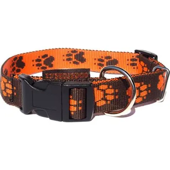 Obojek pro psa DOGSTORE Popruhové obojky 2,5 cm Barva: Hnědá (oranžové tlapky)