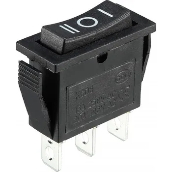 vypínač Přepínač kolébkový 2 pol. | 2 pin ON/OFF/ON 250V/15A černý