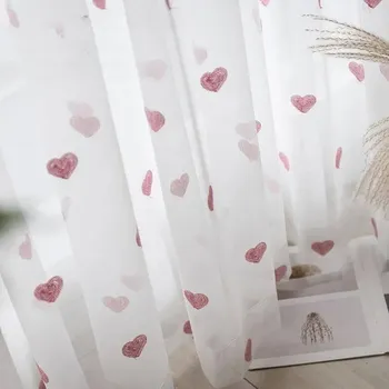 Závěs Moderní závěsy s motivem srdíček - 01,300 x 260 cm,Oka