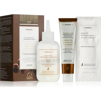 Barva na vlasy Korres Argan Oil permanentní barva na vlasy s arganovým olejem odstín 7.17 Dark Blonde Beige 50 ml