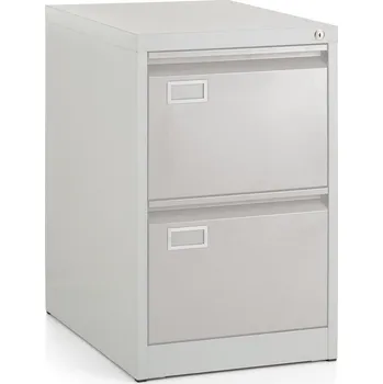 Kartotéka Kovová kartotéka A4 - 2 zásuvky, 45,5 x 62 x 71,5 cm, cylindrický zámek, světle šedá - ral 7035