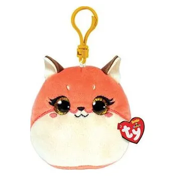 plyšák TY Squishy Beanies ROXIE, Clip 8,5 cm - růžová liška