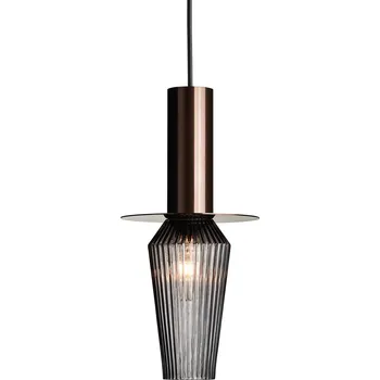 DESIGN BY US Závěsné svítidlo Harakiri, hnědá/kouřově šedá hnědá, kouřově šedá 1 x 40 W - Doprava zdarma