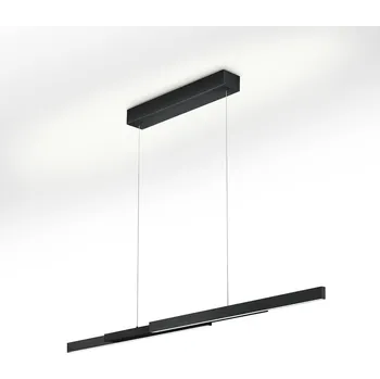 Knapstein LED závěsné světlo Lara-L205 černá, ovládání gesty - baldachýn - délka 65 cm, výška 5,5 cm černé 63 W LED celkem - Doprava zdarma