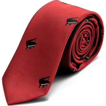 Kravata Vínově červená úzká kravata s piany - Trendhim