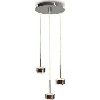 Top Light Závěsné svítidlo Puk Drop Trio, matný nikl, 3 světla, G9 - Stříška - výška 2 cm, Ø 20 cm 3 x 12 W LED - Doprava zdarma