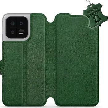Pouzdro na mobilní telefon Knížkové kožené flip pouzdro Mobiwear - Xiaomi 13 - Zelené - VÝPRODEJ (Luxusní flip obal, kryt, pouzdro Mobiwear pro mobilní telefon Xiaomi 13 - kožené - zelené )