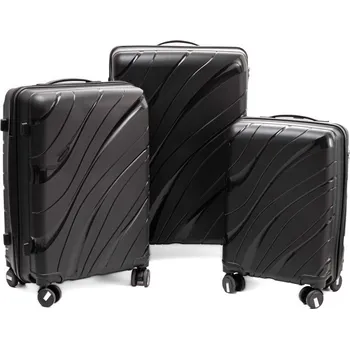 Černá sada 3 luxusních skořepinových kufrů "Tide" - vel. M, L, XL