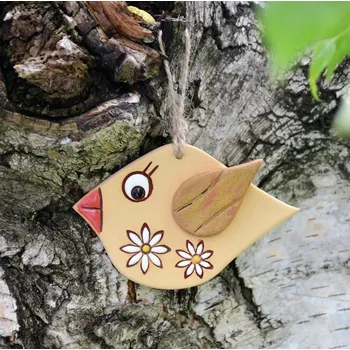 Zahradní dekorace Keramický ptáček na zavěšení Motiv: otevřené oči
