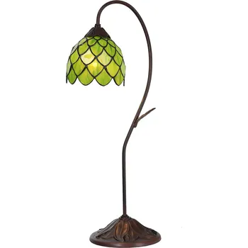 Lampička Clayre&Eef Stolní lampa 5LL-6045, zelená, styl Tiffany hnědá, zelená 1 x 40 W - Doprava zdarma