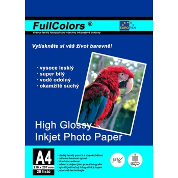 Fotopapír High Glossy Inkjet Photo Paper Europen A4, 200 g, vysoce lesklý, 20 ks