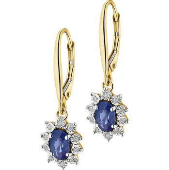 Náušnice Náušnice ze žlutého a bílého zlata s diamanty a safíry - ryzost 585 - 203.139