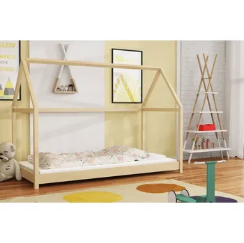 Dětská postel Dřevěná postel DOMEK 14 90x200 cm borovice masiv - více odstínů