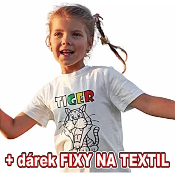 omalovánky Dětské tričko k vymalování - Tygr + 6ks Fixy na textil