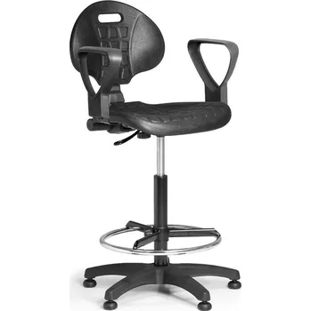 Pracovní židle PUR - permanentní kontakt, kluzáky, černá