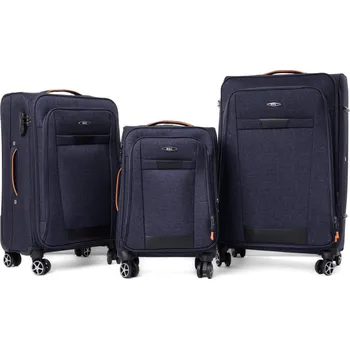 Tmavě modrá sada 3 cestovních kufrů "Navigator" - vel. M, L, XL