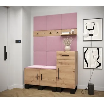 Předsíňová stěna Předsíňová stěna Artin 5 - dub Artisan Barva: Růžová - Manila 09