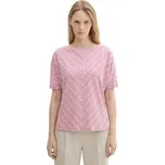 TOM TAILOR® DÁMSKÉ PRUHOVANÉ TRIKO - RŮŽOVOBÍLÉ M