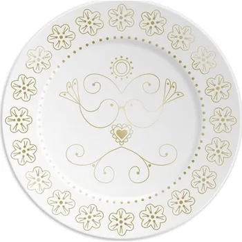 Talíř Porcelánový talířek se zlatými ptáčky