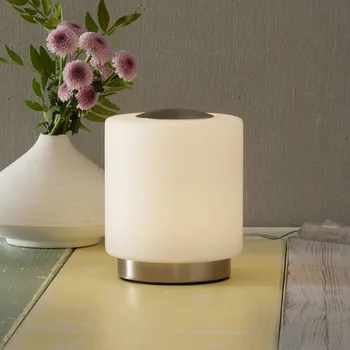 Lampička Fabas Luce Stmívatelná stolní lampa Simi s dotykovou funkcí - Ø nohy 10 cm nikl, bílý 1 x 8 W LED - Doprava zdarma