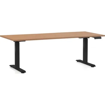 Psací stůl Výškově nastavitelný stůl OfficeTech D, 180 x 80 cm, černá podnož, buk