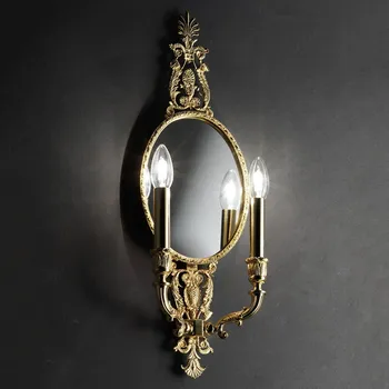 Lampička Masiero Majesta - nástěnné světlo se zrcadlem, 2 zdroje zlatá 2 x 60 W - Doprava zdarma