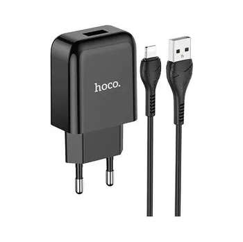 Cestovní nabíječ HOCO N2 Vigour 1x USB A (2A) + kabel USB A na Lightning, barva černá