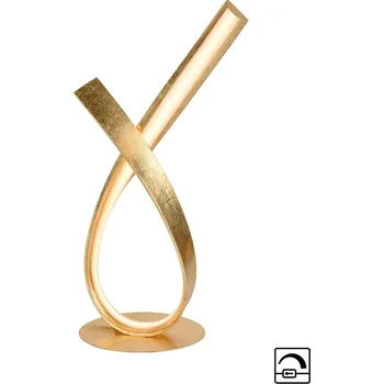 Lampička Paul Neuhaus LED stolní lampa Linda, zlatá, kov, stmívatelná - Délka propojovacího kabelu 170 cm; Ø základny 15 cm, výška 0,3 cm zlatá, bílá LED 11,4 W celkem - Doprava zdarma