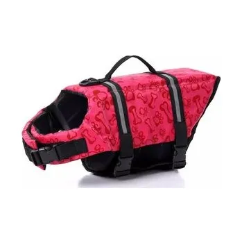 Obleček pro psa Plovací reflexní vesta pro psa Bone / Růžová 2XL