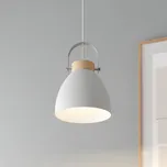 Lamkur Závěsné světlo Bergen, jednoplamenné, bílé bílá, světlé dřevo 1 x 60 W - Doprava zdarma