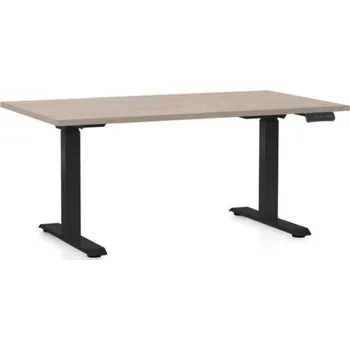 Psací stůl Výškově nastavitelný stůl OfficeTech C, 140 x 80 cm, černá podnož, dub