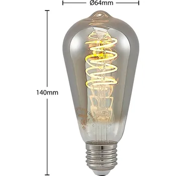 Lampička Lucande E27 ST64 4W 1 800K stmívatelná titan 5ks - Doprava zdarma