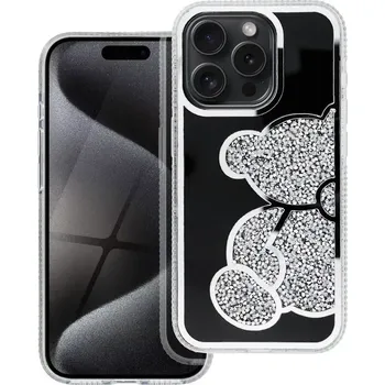 Pouzdro na mobilní telefon Třpytivé pouzdro Coolcase TEDDY BEAR - Apple iPhone 7 / 8 / SE 2020 / SE 2022 stříbrné (Kryt či obal na mobilní telefon Apple iPhone 7 / Apple iPhone 8 / Apple iPhone SE (2020) / Apple iPhone SE (2022) TEDDY BEAR)