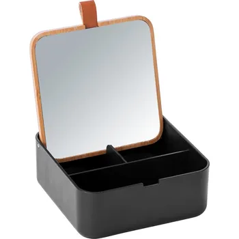 Wenko Kosmetický organizér se zrcadlem černá 14x5,5x14 cm